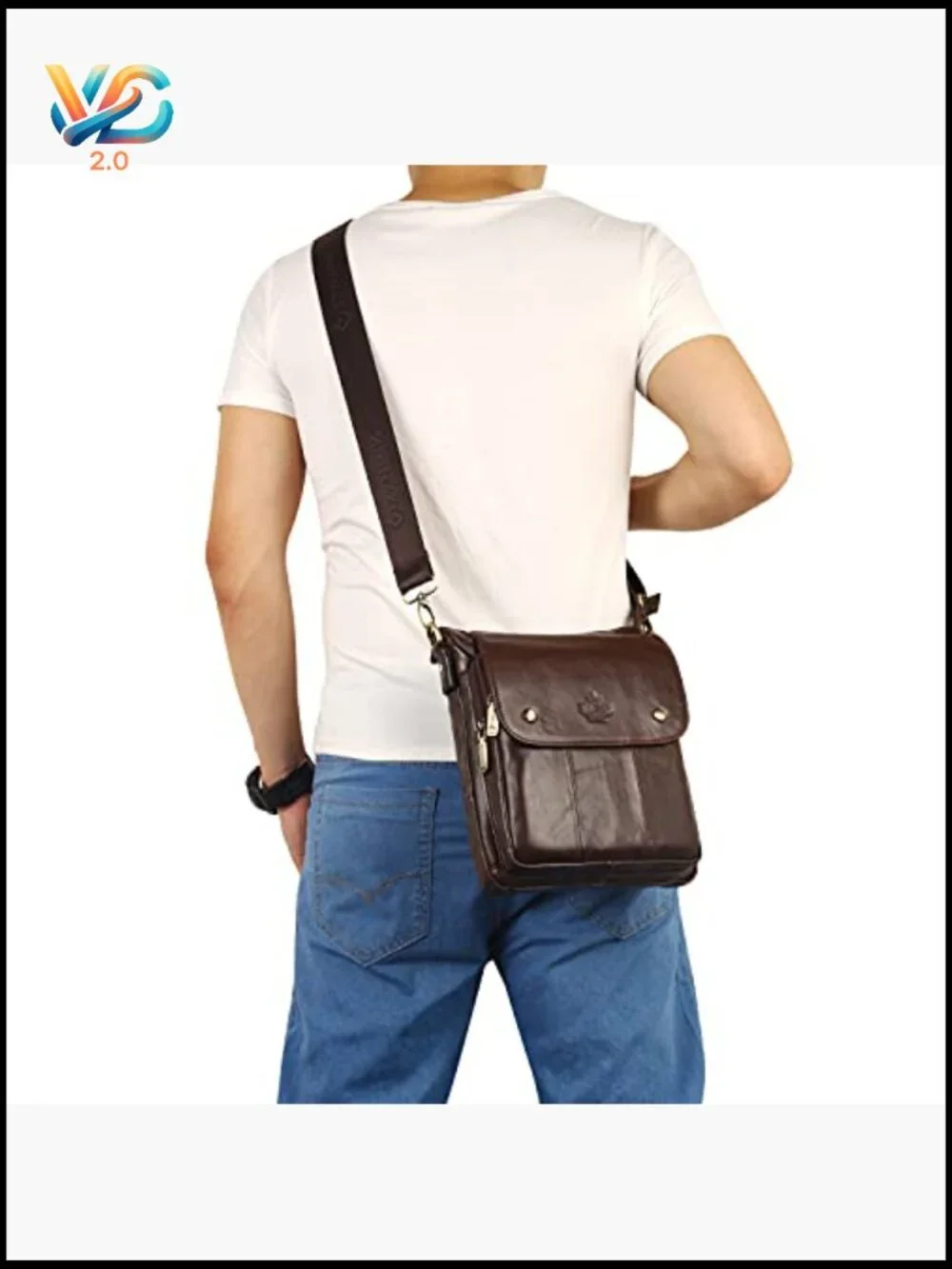 Genuine Leather Messenger Bag Crossbody Shoulder Bag for Travel Work Business